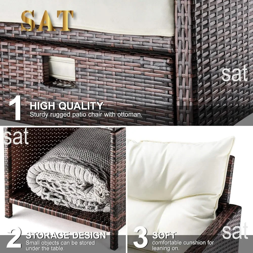 #For 5 Pieces Wicker Patio Furniture Set Outdoor Patio Chairs with Ottomans Conversation Furniture with coffetable&