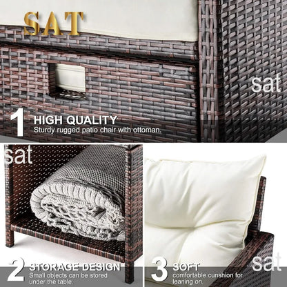 #For 5 Pieces Wicker Patio Furniture Set Outdoor Patio Chairs with Ottomans Conversation Furniture with coffetable&