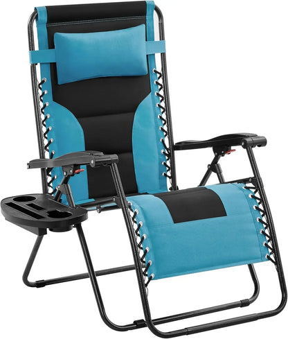 Oversized Zero Gravity Chair with Full Padding, Adjustable Outdoor Patio Lounger, Portable Anti-Gravity Recliner with Carry Bag