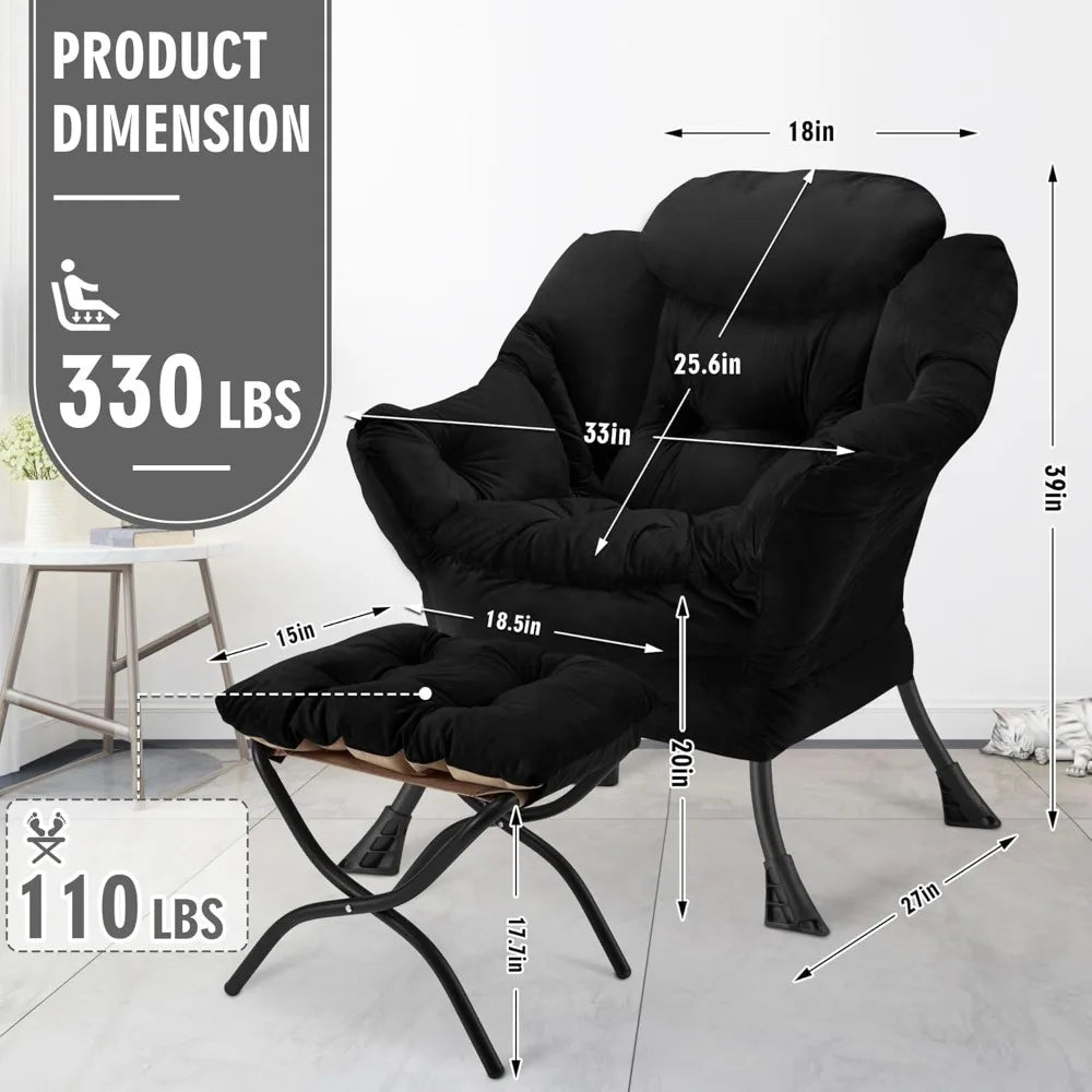Chair with Ottoman,Leisure Sofa Armchair with Footrest,Oversized Reading Chair for Bedroom,Dorm Room,Living Room,Cou
