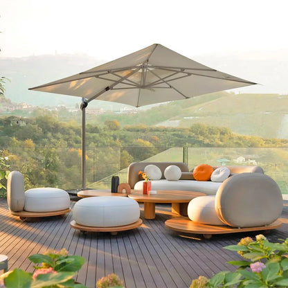 Outdoor sofa courtyard garden open-air balcony sofa leisure creative cloud deck chair combination homestay teak furniture
