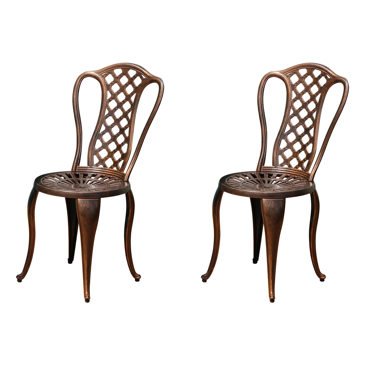 2-Piece Set Cast Aluminum Chairs Outdoor Chair Set Garden Chair Weather-Resistant Patio Metal Chair Bistro Chair