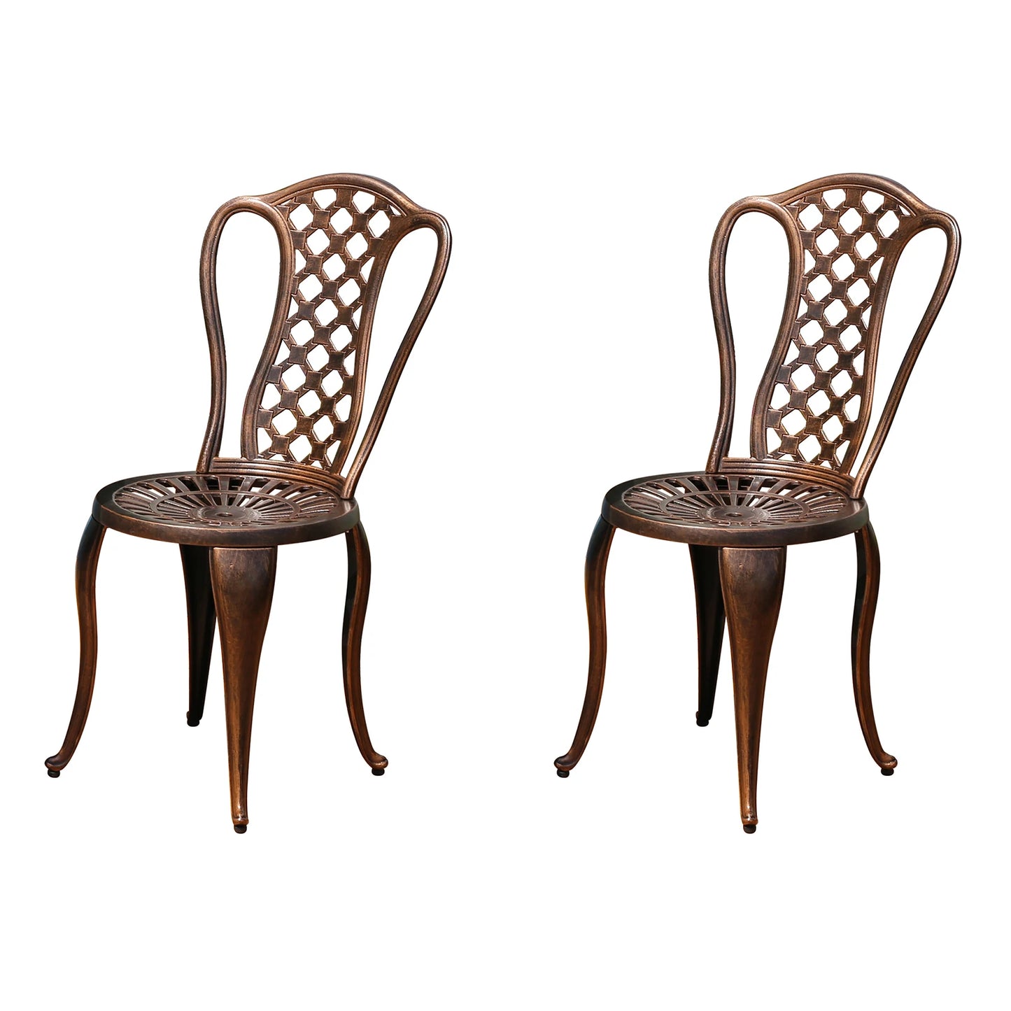 2-Piece Set Cast Aluminum Chairs Outdoor Chair Set Garden Chair Weather-Resistant Patio Metal Chair Bistro Chair