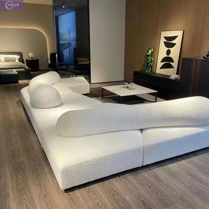 Fabric Sofa Combination Villa Large Apartment Sitting Italian Rock Irregular Special-shaped Large Flat Edta Double-sided