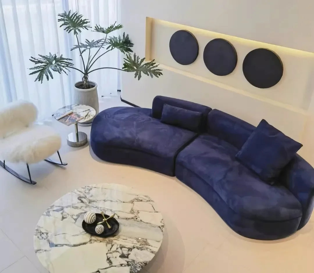 Curved sofa minimalist designer large corner fabric sofa combination
