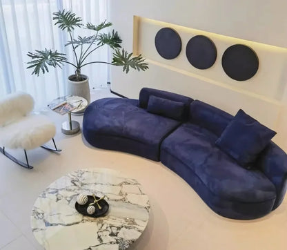 Curved sofa minimalist designer large corner fabric sofa combination