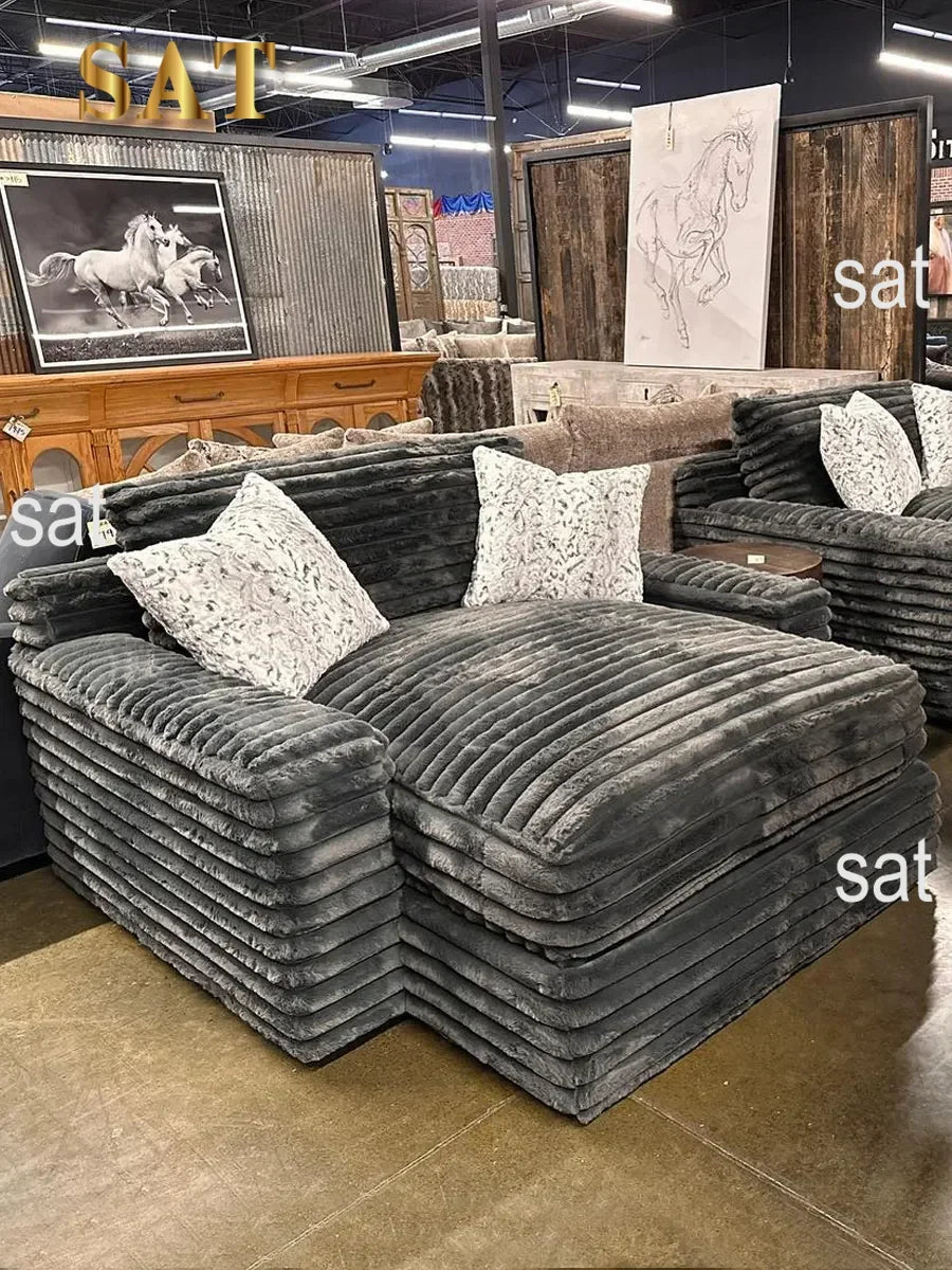 Hot Sales Thick Striped Corduroy Modular Sofa Set Furniture