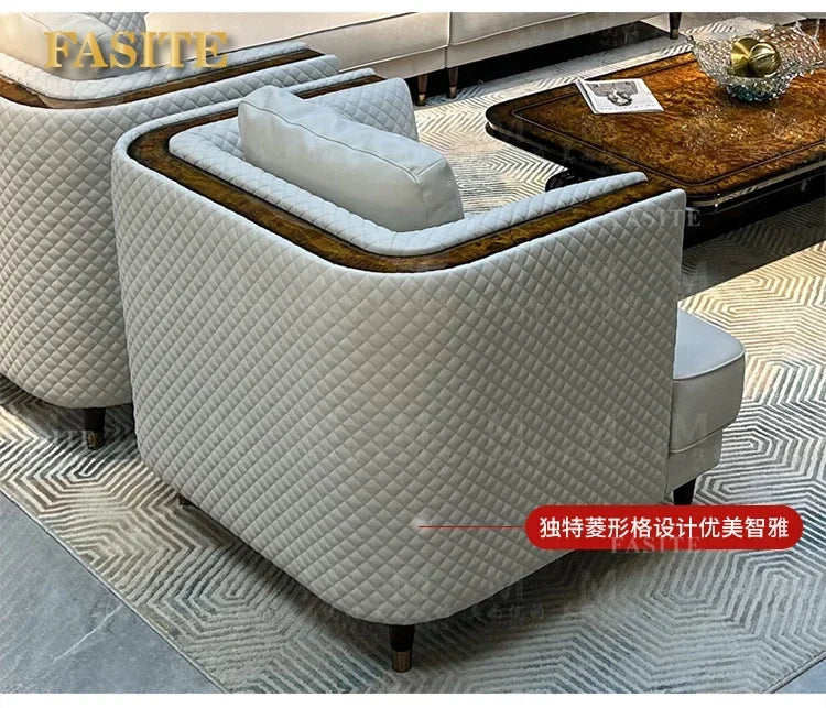Italian light luxury leather sofa combination