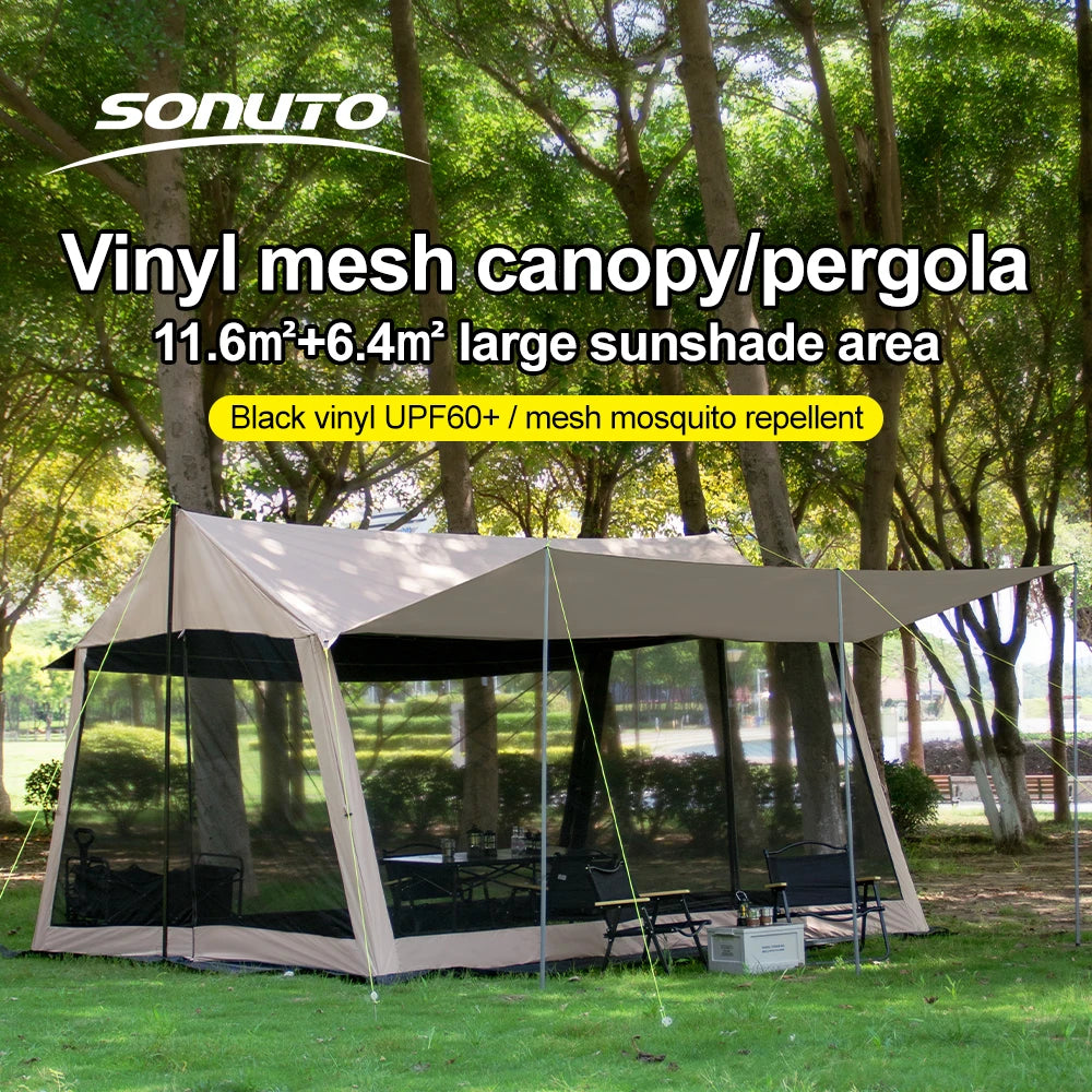 210D Outdoor 6-10p family camping anti-mosquito large canopy Portable folding tent sun protection waterproof beach park pergola
