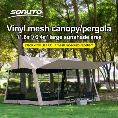 210D Outdoor 6-10p family camping anti-mosquito large canopy Portable folding tent sun protection waterproof beach park pergola