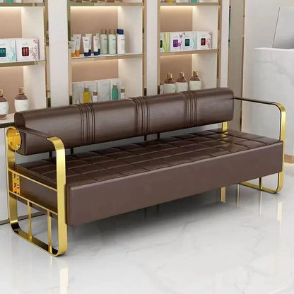 Famous Hair Salon Area Bench Hair Salon Waiting Light Luxury Stainless Steel Bar Sofa