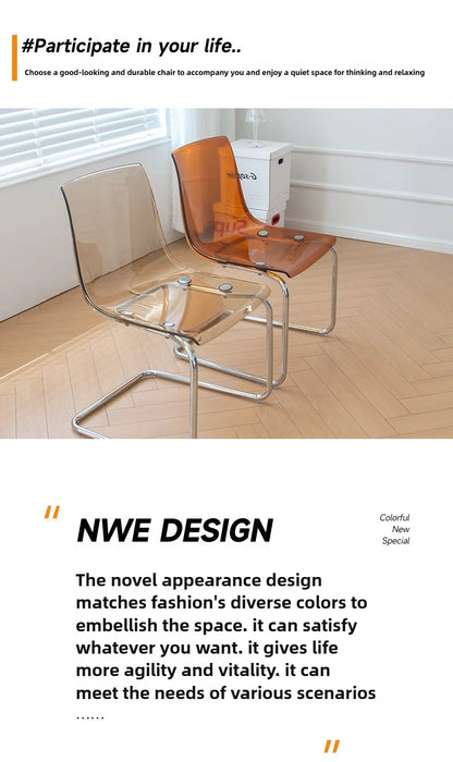 Transparent Acrylic Toyas Chair, Home Backrest Dining Chair, Nordic Minimalist Designer Desk, Coffee Shop Dining Table Chairs