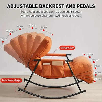 Lazy Rocking Chair Washable Technology Cloth Relaxation And Comfort Lounge Chairs 5 Angle Adjustment Detachable Recliner Chair