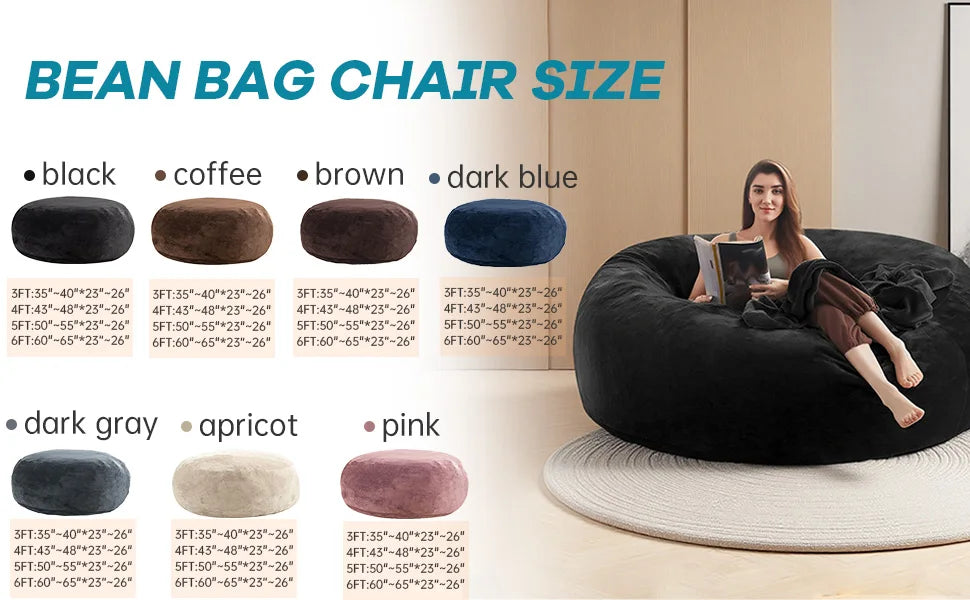 Bean Bag Chair for Adults,6FT Oversize Floor Bean Bags Offers Ample Space for Adults,Memory Foam Giant Bean Bags,Lounger Versati
