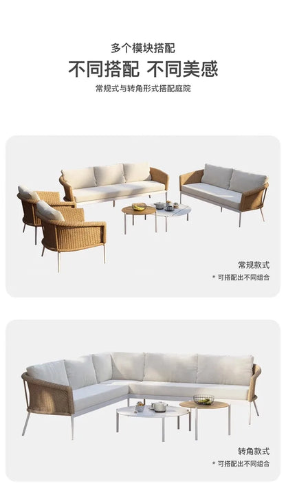 Outdoor Sofa Designer Sample Room Rope Weaving Furniture Leisure Courtyard Outdoor Garden Outdoor Waterproof Sofa