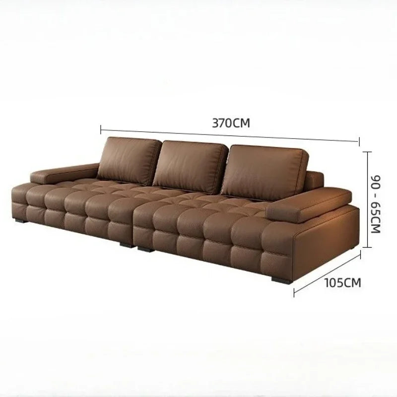 Modern Minimalist New Leather Living Room Lawrence Italian Light Luxury Straight L Shaped Sectional Lazy Soft Tatami Lounge Sofa