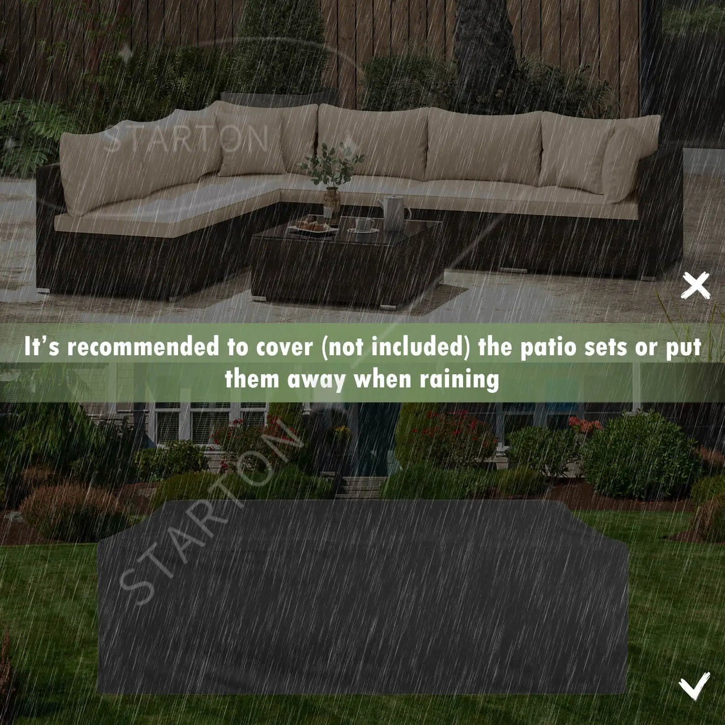 Hot Sale Item 7 PCS Patio Rattan Furniture Set Sectional Sofa Cushioned Garden Brown