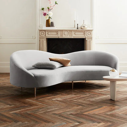 Luxury Contemporary Sofa Set for Living Room Modern Velvet Curved Sofa Couches Pink Color