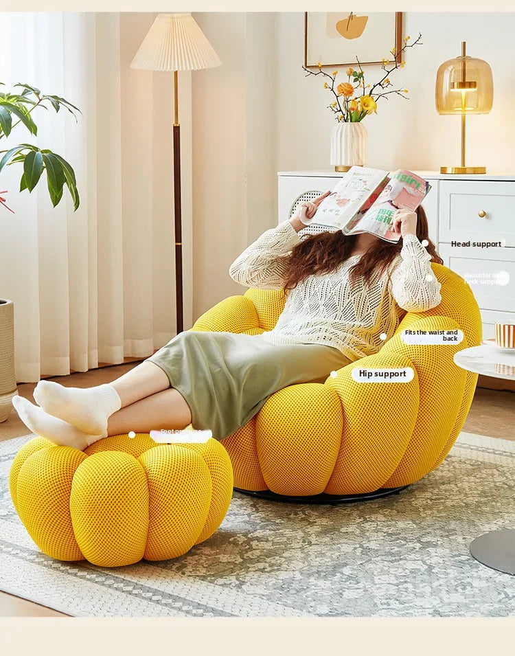 Modern Pumpkin Chair Luxury Bubble Sofa Single Lounge Seat Lazy Recliner for Bedroom Balcony Living Room Aesthetic Accent