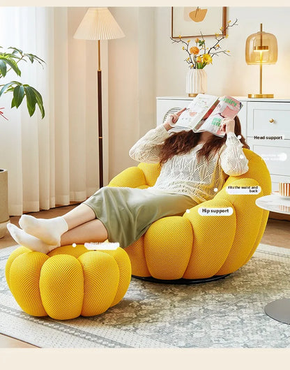 Modern Pumpkin Chair Luxury Bubble Sofa Single Lounge Seat Lazy Recliner for Bedroom Balcony Living Room Aesthetic Accent