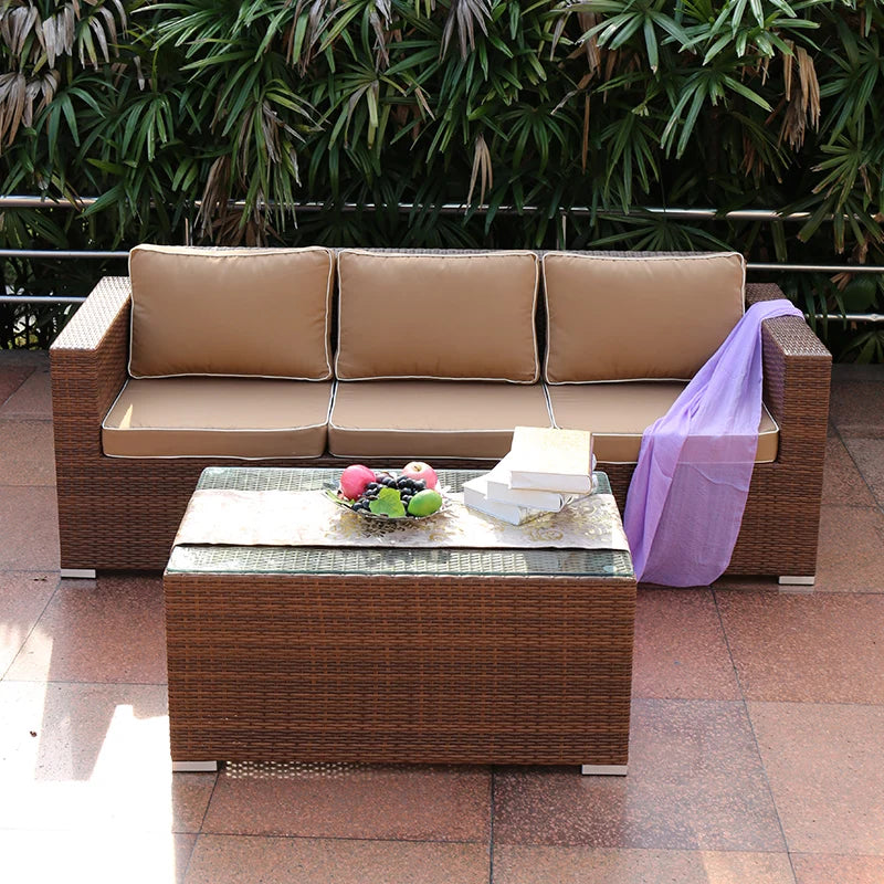 Outdoor Open-air Garden Sofas Hotel Backrest Modern Leisure Garden Sofas Balcony Pe Rattan Furniture Sofá Do Jardim MHHYSF