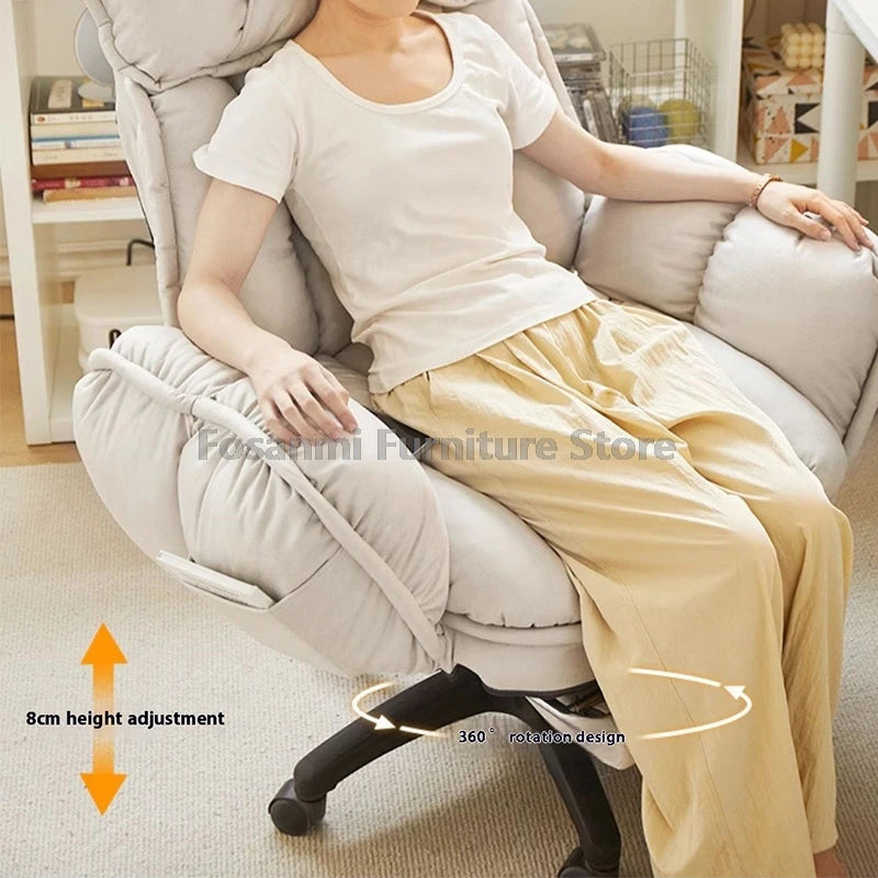 Comfort Soft Desk Chair with Adjustable Armrests Home Office Ergonomic Wide Seat Computer Chairs High-Back Gaming Recliner Chair