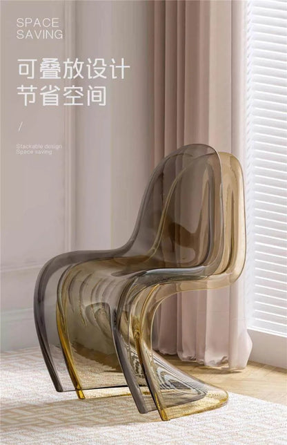 Acrylic transparent chair simple household light luxury high-end dining table chair makeup chair Pan Dong chair