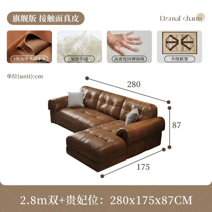 Minimalist Brown Sleep Sofa Faux Leather Designer Loveseat Lazy Sofa Couch Cloud Divano Da Soggiorno Living Room Furniture