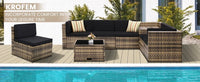 QAZ8-Q8 pieces outdoor Wicker rattan patio sectional furniture set.glass top table with hidden storage.7 sofa sections. oversize
