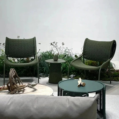 Villa Hotel Outdoor Garden Single Rattan Chair Nordic Home Aluminum Alloy Table and Chair Set Leisure Rope Garden Furniture Sets