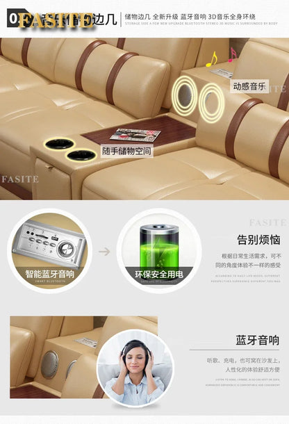 Leather sofa simple modern small apartment leather art corner furniture large combination package