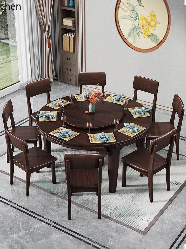 AB rock slab folding dining table telescopic combination purple gold sandalwood small apartment household round dining table