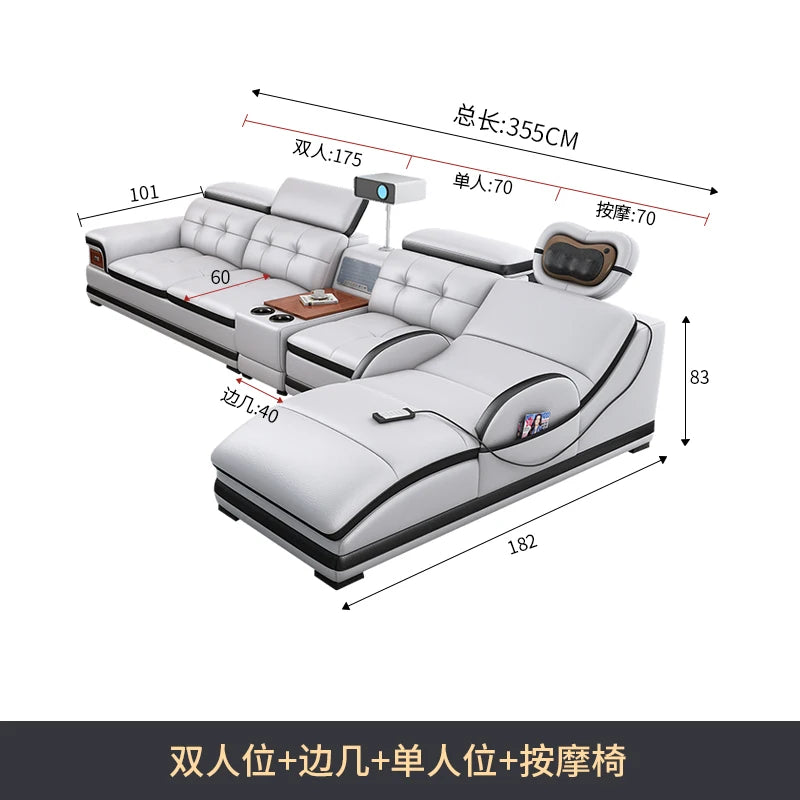 Modern Minimalist Sofa Electric Massage Chiar Floor Multifunctional Corner Sofa Lounges Relaxing Living Room Couch Furniture