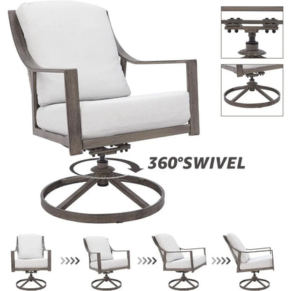 4pcs Patio Swivel Rocking Chairs and 38’’ Round Dining Table with 1.65’’ Umbrella Hole，5-Piece Outdoor Patio Dining Set