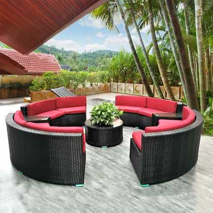Outdoor circular rattan sofa chair, courtyard, outdoor rattan woven garden sofa combination