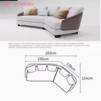 Sofa Italian leather fabric arc, sofa combination large apartment villa light luxury sofa