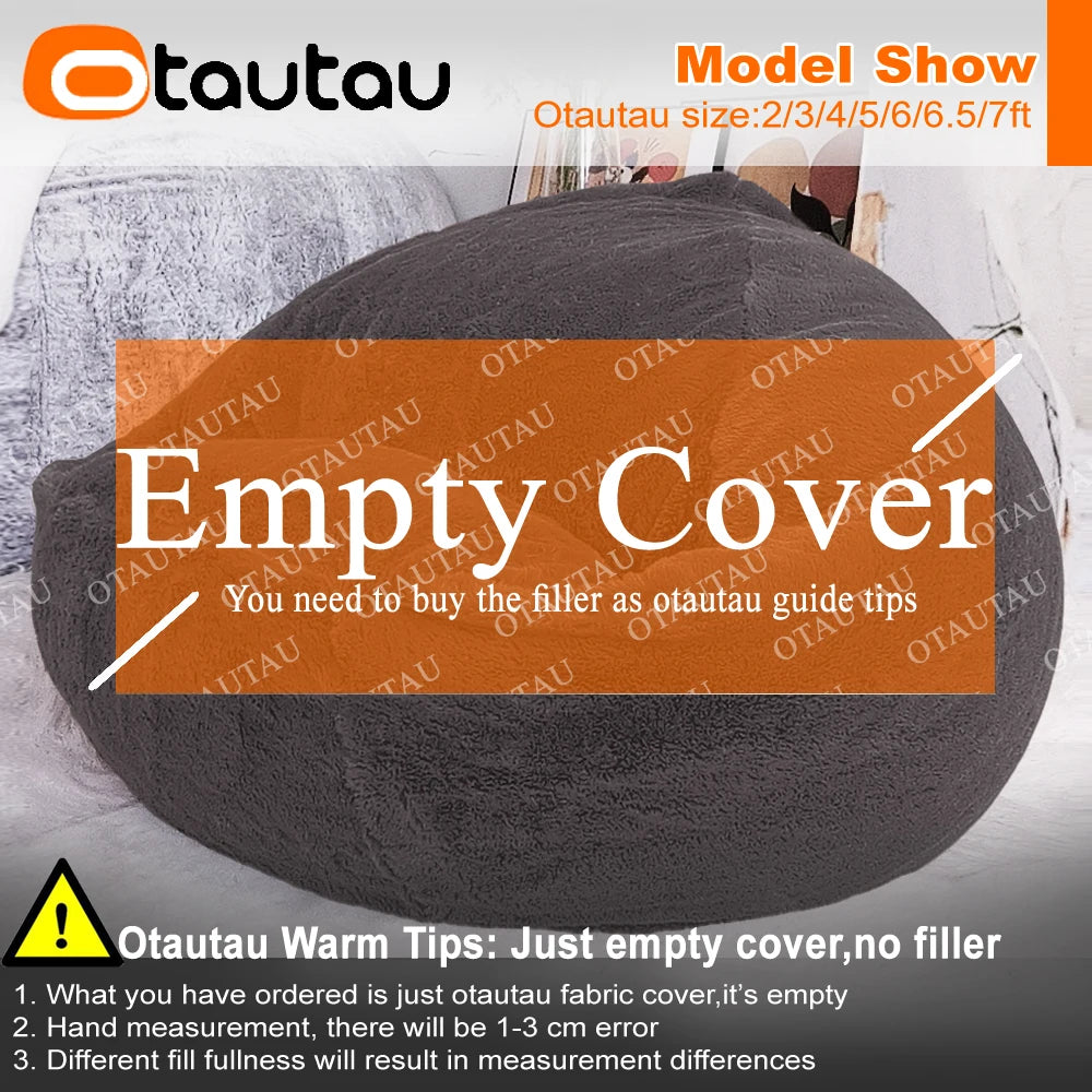OTAUTAU Fluffy Faux Bunnyf Fur Bean Bag Cover Corner Pouf Cover DD003【No Filler Inside! You Need To Buy Filler By Yourself !】