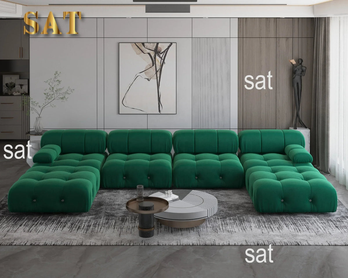 A For ATUNUS Popular Design Corner Modular Sectional Sofa Artistic High Fashion Velvet Fabric U Shape Couch For Hotel