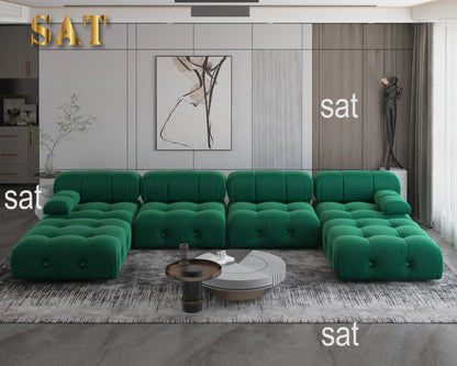 A For ATUNUS Popular Design Corner Modular Sectional Sofa Artistic High Fashion Velvet Fabric U Shape Couch For Hotel