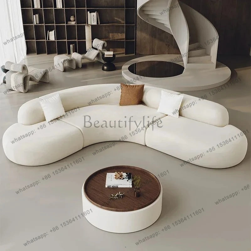 L-shaped corner curved special-shaped sofa small apartment beauty salon hotel office lobby lounge area reception