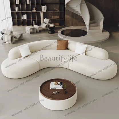 L-shaped corner curved special-shaped sofa small apartment beauty salon hotel office lobby lounge area reception