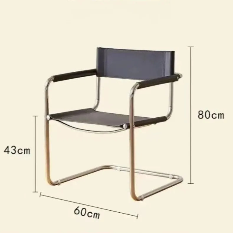 Stainless Steel Dining Chairs Modern Simple Restaurant Chair Living Room Portable Leather Armchair Home Decoration Furniture