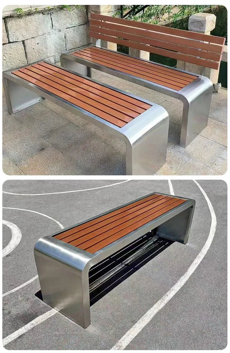 Banc de jardin extérieur 4 places en bois massif, moderne et élégant, pour meubles de parc ou de rue, chaise de Patio élégante