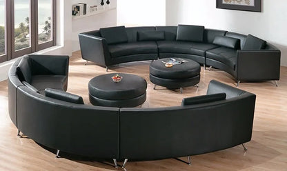 Leather Curved Sectional Sofa Set Low Price Living Room Furniture for Apartment Home Furniture with Sponge Filling