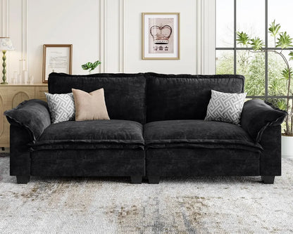 Modular Cloud Couch Sectional Sofa 89",  Modern Deep 2-Seat Loveseat Sofas, Oversized with Movable Ottoman, High Back