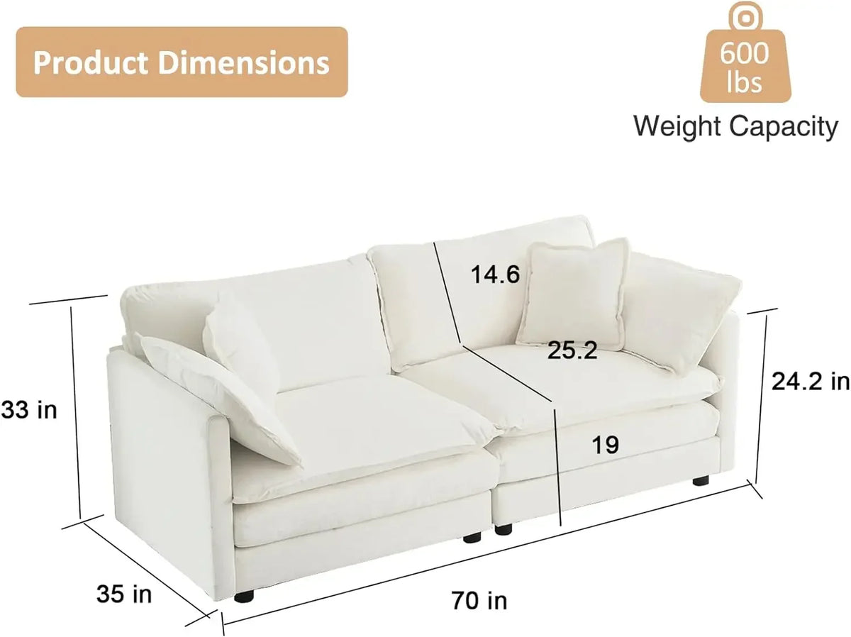 #For L-Shaped Modular Sectional Sofa, 3-Seater Comfy Cloud Couch with Ottoman/Chaise & 5 Pillows for Living Room Bedroom&