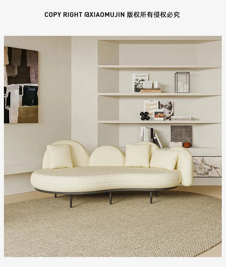 N Cream Style Small Apartment Sofa Fabric Special-Shaped Curved Sofa