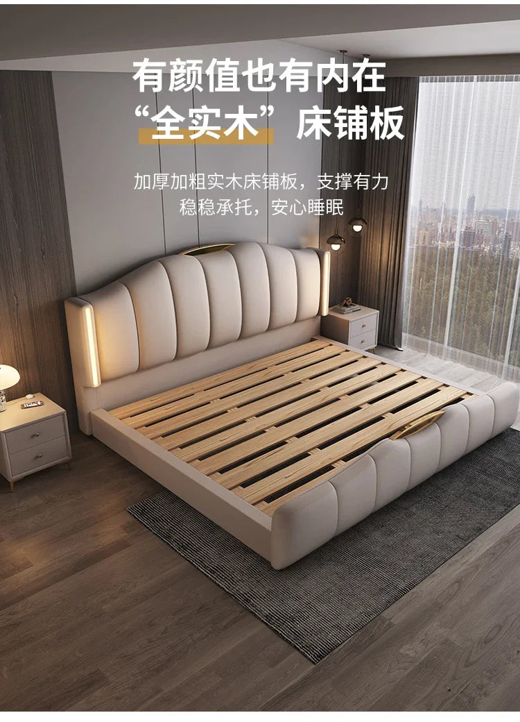 Luxury Frame Double Bed King Size Modern Living Room Frame Double Bed Queen Hotel Princess Cama De Casal Bedroom Furniture