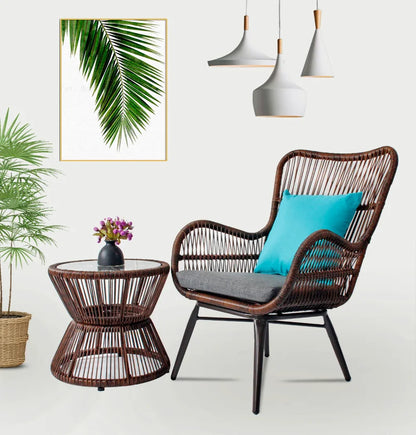 Rattan Chair Three Piece Set Balcony Table Modern Outdoor Furniture Combination Armrest Single Rattan Sofa Outdoor Chairs