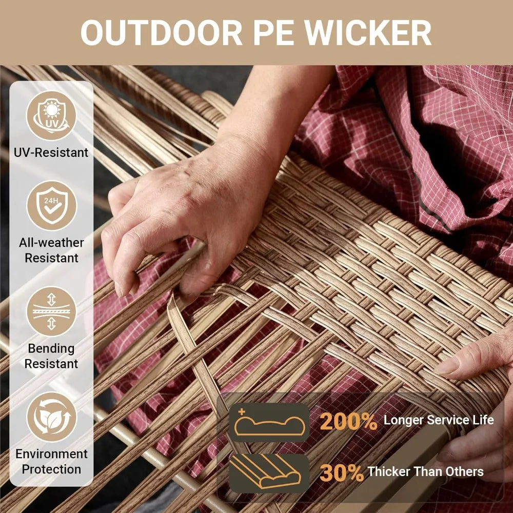 5 Piece Wicker Patio Furniture Set,Outdoor Conversation Sectional Sofa w/Coffee Table,All-Weather Outdoor Sofa, Customized